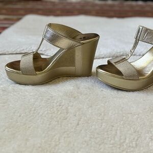 Brown's Gold Wedge Sandals Size 37